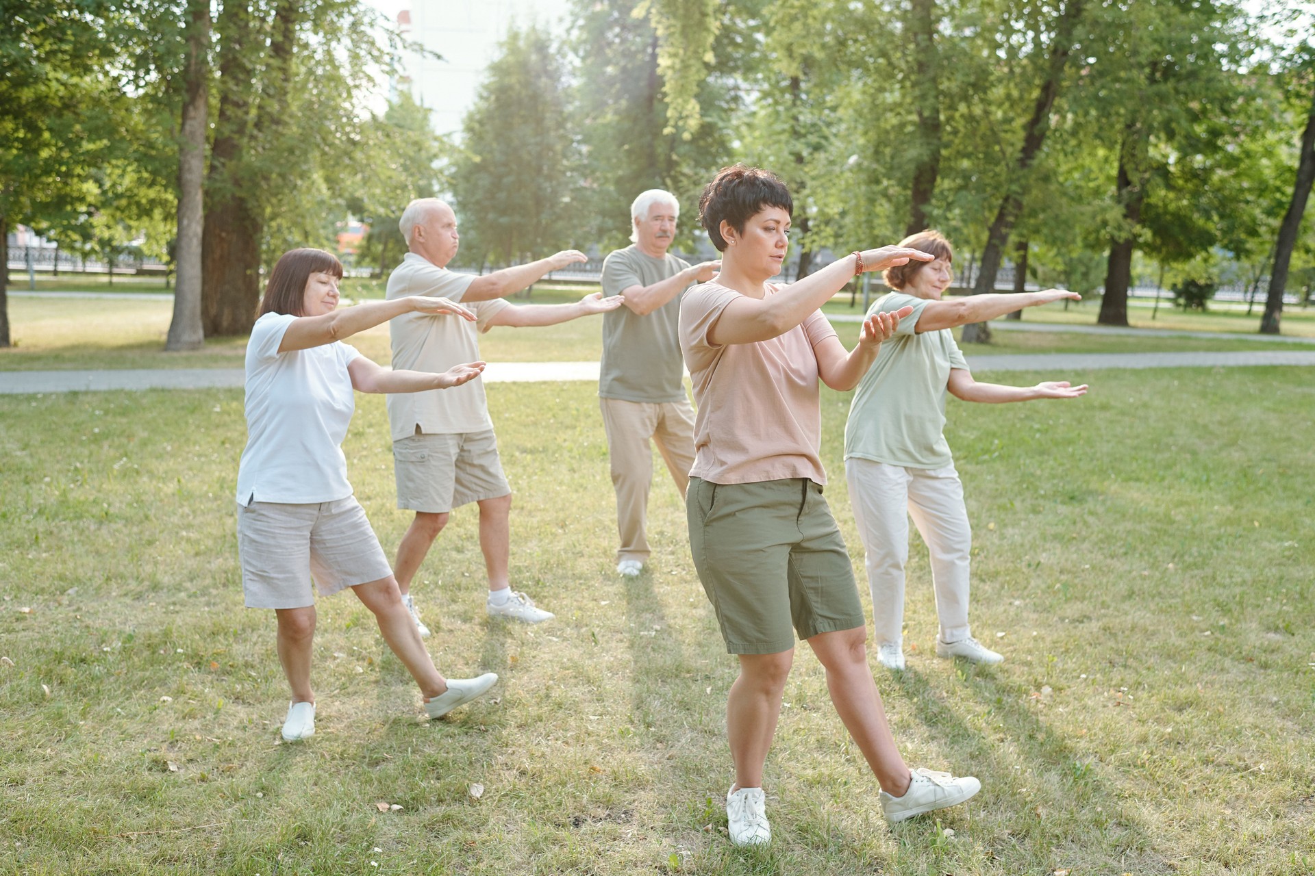 Doing qigong exercise